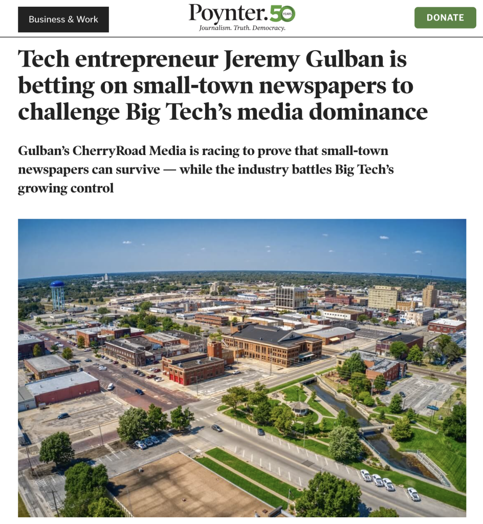 Tech entrepreneur Jeremy Gulban is betting on smalltown newspapers to
