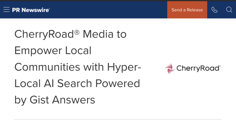 CherryRoad® Media to Empower Local Communities with Hyper-Local AI Search Powered by Gist Answers